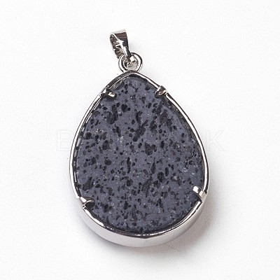 Natural Lava Rock Pendants G-P378-A-1