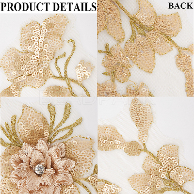 3D Flower Polyester Embroidery Sew on Appliques PATC-WH0012-33C-1