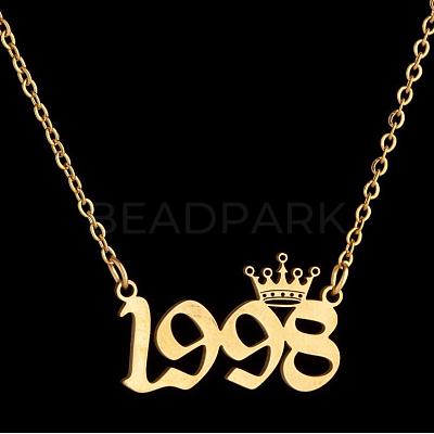 Crown Birth Year 201 Stainless Steel Pendant Necklaces for Women FS-WG4E8F2-19-1