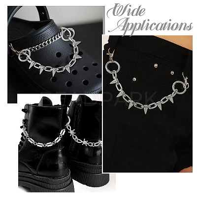 6Pcs 3 Styles Hip-hop Style Stainless Steel Shoe Chains FIND-CJ0003-91-1