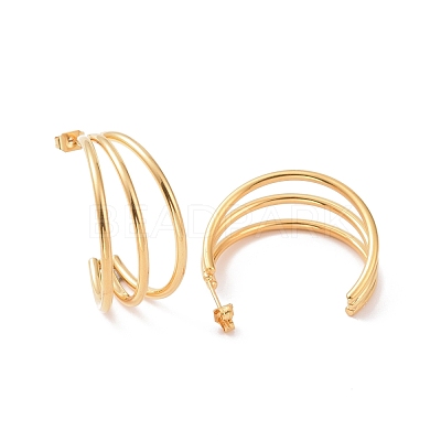 Iron Plating(IP) 304 Stainless Steel C-shape Stud Earrings EJEW-G298-13C-G-1
