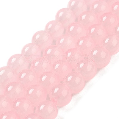 Baking Paint Imitation Jade Glass Round Bead Strands X-DGLA-Q021-8mm-45-1