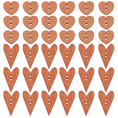 200Pcs 2 Styles Wood Buttons FIND-GO0001-91-1
