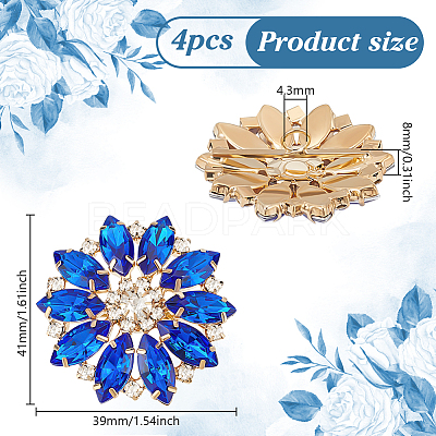 4Pcs Alloy Rhinestone Shank Buttons BUTT-FG0001-26A-1