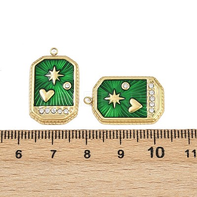 304 Stainless Steel Rhinestone Pendants STAS-P415-16G-1
