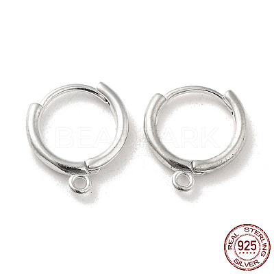 925 Sterling Silver Huggie Hoop Earring Findings STER-K174-15A-S-1