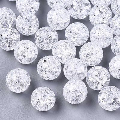 Transparent Crackle Acrylic Round Beads Strands CCG-R002-12mm-01-1