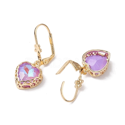 Glass Leverback Earring EJEW-C077-13KCG-1