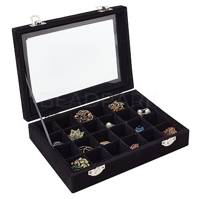 Rectangle Velvet Jewelry Presentation Boxes with 24 Compartments VBOX-WH0016-02A-1