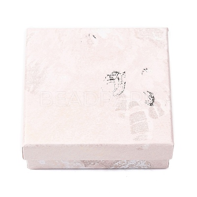 Floral Oil Painting Print Square Cardboard Jewelry Boxes CBOX-A010-01B-06-1