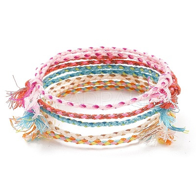 5Pcs 5 Color Macrame Cotton Cord Bracelets Set AJEW-FZ00002-1
