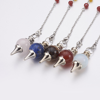 Natural & Synthetic Mixed Stone Sphere Dowsing Pendulums MAK-P009-E-1