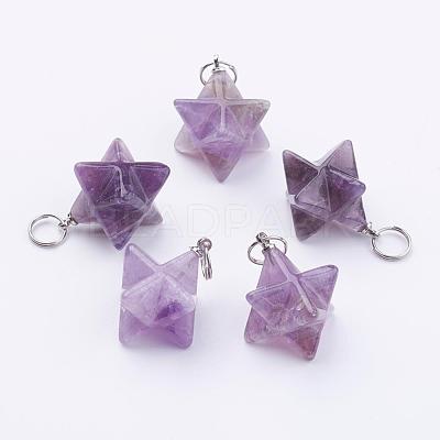 Natural Amethyst Pendants G-E398-01B-1
