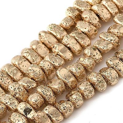 Electroplated Natural Lava Rock Beads Strands G-L606-D02-01A-1