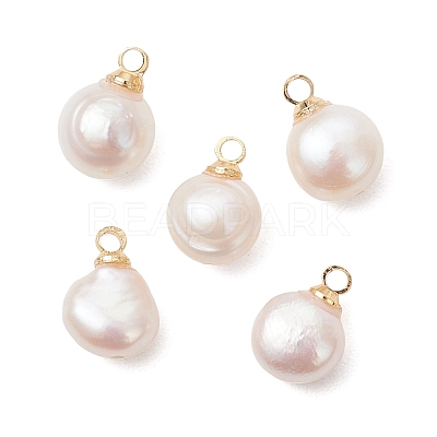 Natural Cultured Freshwater Pearl Two Sides Polished Charms PALLOY-JF04867-1