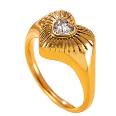 304 Stainless Steel Pave Cubic Zirconia Finger Rings WG685BA-01-1