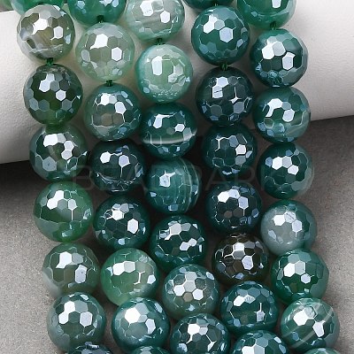 Electroplated Natural Agate Beads Strands G-B191-A07-10mm-09-1