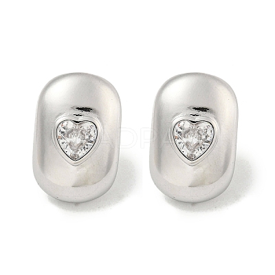 Brass Micro Pave Cubic Zirconia Stud Earrings for Women EJEW-E312-01C-P-1