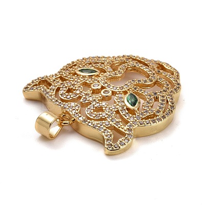 Brass Micro Pave Clear & Green Cubic Zirconia Pendants ZIRC-E165-12G-1