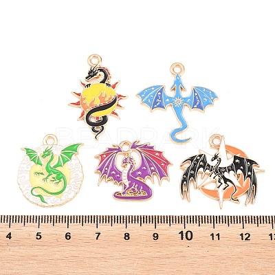 10Pcs Alloy Enamel Pendants X-ENAM-P268-01G-1