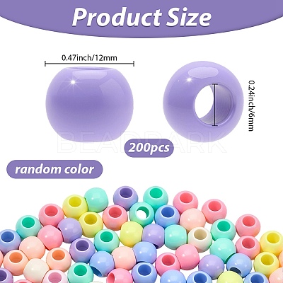 200Pcs Opaque Acrylic Beads SACR-SP0001-35B-1