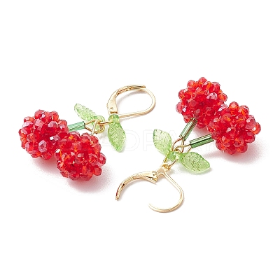 Acrylic Glass Cherry Leverback Earrings EJEW-MZ00444-1