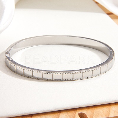 304 Stainless Steel Open Hinged Cuff Bangles WGCEF50-02-1