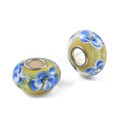 Lampwork & Brass Core European Beads LAMP-P019-01P-11-1