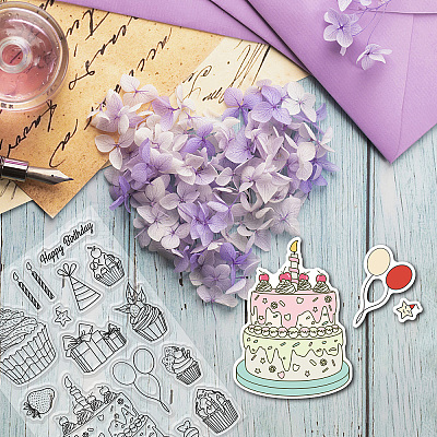 1 Set Birthday Cake PET Hollow Out Drawing Painting Stencils DIY-GL0004-111-1