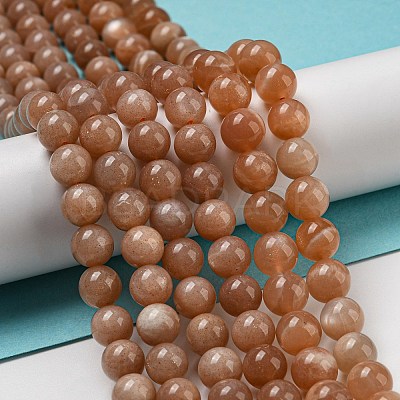Round Natural Sunstone Beads Strands G-F222-33-8mm-1-1