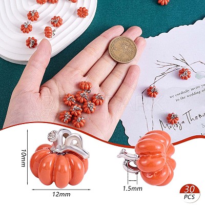 30 Pieces Pumpkin Charms Pendants Thanksgiving Pumpkin Charms Alloy Enamel Charm for Jewelry Necklace Bracelet Earring Making Crafts JX294A-1