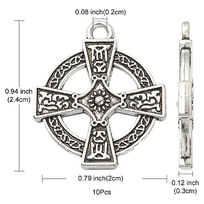 10Pcs Irish Tibetan Style Alloy Pendants PALLOY-YW0001-31-1
