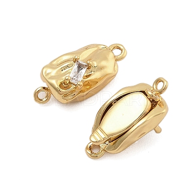 Brass Micro Pave Clear Cubic Zirconia Box Clasps KK-C075-15G-1
