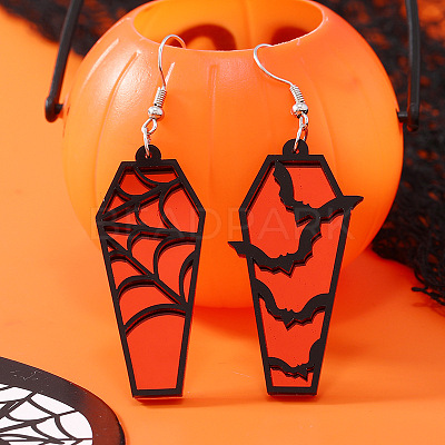 Halloween Coffin Acrylic Dangle Earrings FS-WG35652-01-1