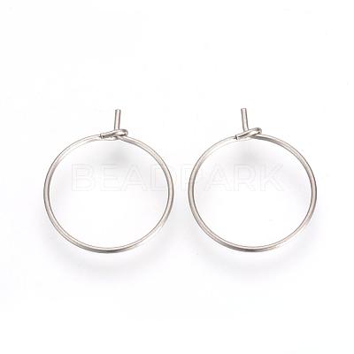 Tarnish Resistant 304 Stainless Steel Hoop Earrings X-STAS-R071-31-1