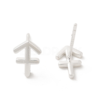 925 Sterling Silver Stud Earrings EJEW-K303-01S-09-1