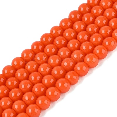 Opaque Solid Color Glass Beads Strands GLAA-T032-P6mm-18-1