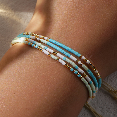 Glass Seed Beaded Braided Bead Bracelets QH7231-1