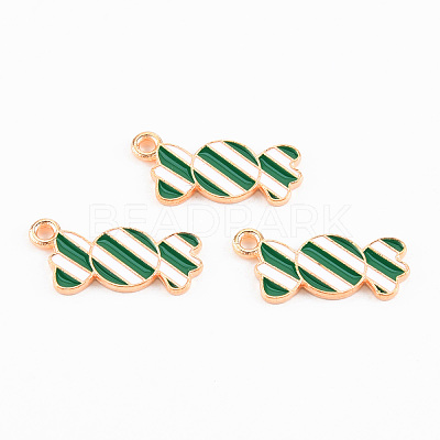 Light Gold Tone Alloy Enamel Pendants ENAM-T018-08-1