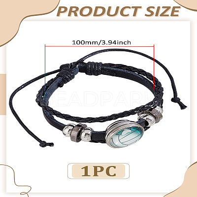 1Pc Sport Theme Cowhide Multi-strabd Bracelets BJEW-LP0003-50C-1