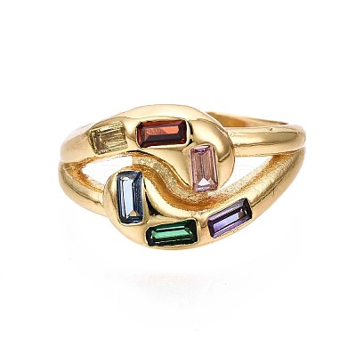 Brass Micro Pave Cubic Zirconia Cuff Rings RJEW-S045-073-NR-1