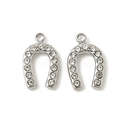 304 Stainless Steel Rhinestone Pendants STAS-V015-12P-1