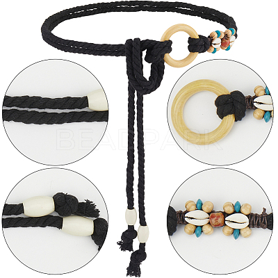 Handmade Weaving Cotton Linen Waist Chain Belts for Women Ladies Dress AJEW-WH20017-75B-1