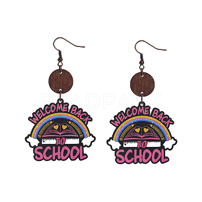 Teachers' Day Printed Wooden Dangle Earrings for Teachers FS-WG20E88-12-1