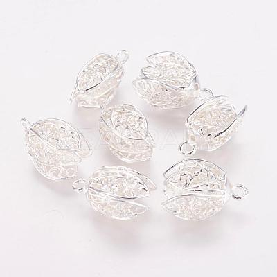 Brass Hollow Bead Cap Bails KK-L148-19S-NF-1