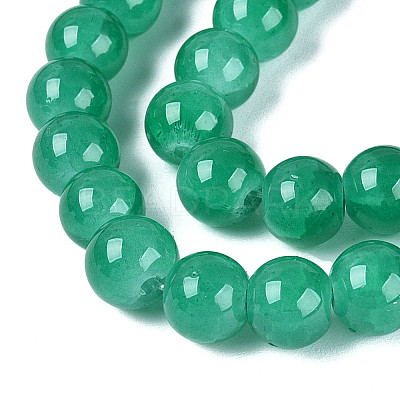 Baking Paint Crackle Glass Beads Strands X-DGLA-Q023-8mm-YS22-1