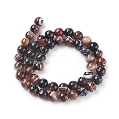 Natural Striped Agate/Banded Agate Beads Strands G-G582-6mm-45-1