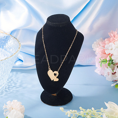 1Pc 302 Stainless Steel Heart Puzzle Pendant Cable Chain Lariat Y Necklaces for Women NJEW-TADJ0001-01KCG-1