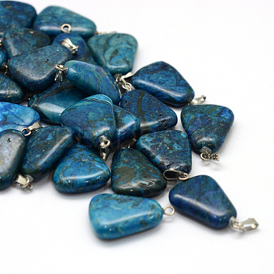 Trapezoid Dyed Natural Gemstone Pendants G-Q359-03-1