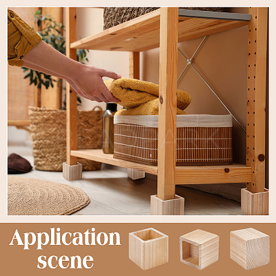 Square Wood Furniture Legs LS-AJEW-WH0661-19A-1